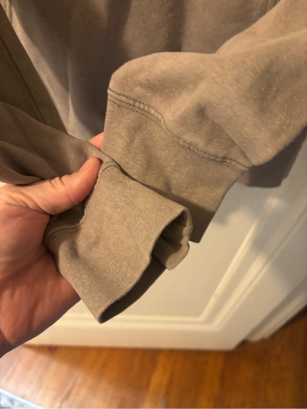 The North Face Taupe Hoodie with Neon Pink Logo - Picture 3 of 7